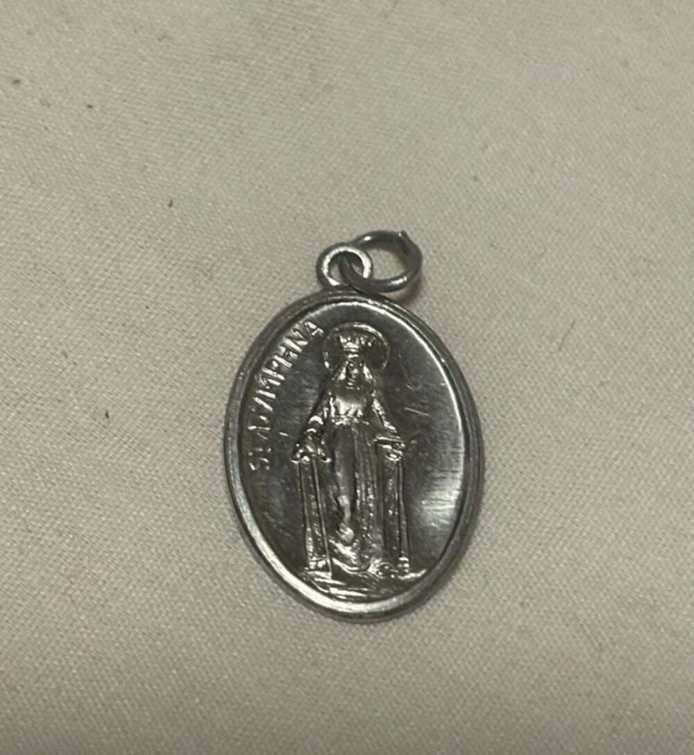 Vintage St. Dymphna Religious Catholic Pendant Medal Made In Italy